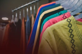Garments hanging in a Creative Handicrafts shop