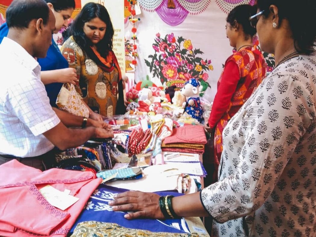 People shopping at a Creative Handicrafts exhibition Pop-Up shop